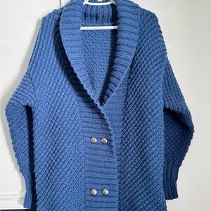 Cozy Blue Knit Women's Cardigan